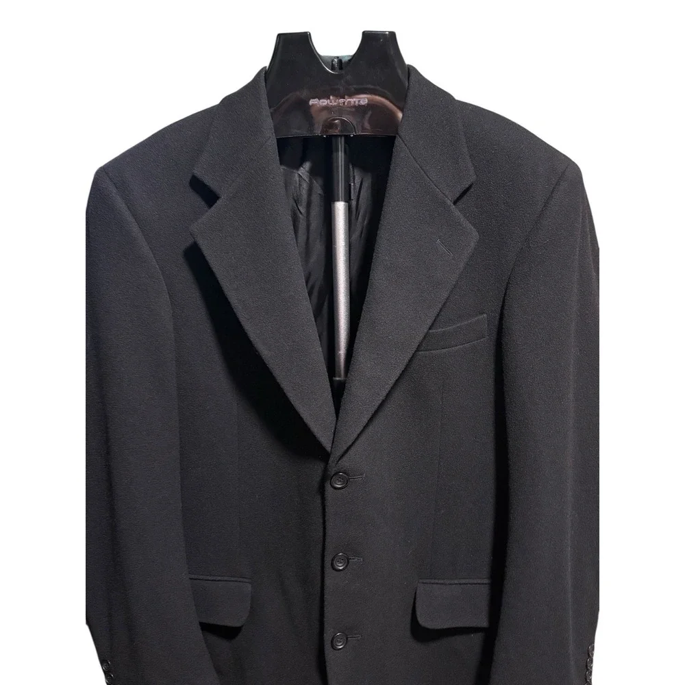 Chereskin Men L42 Sport Coat Jacket Blazer Black Cashmere Blend Business Travel